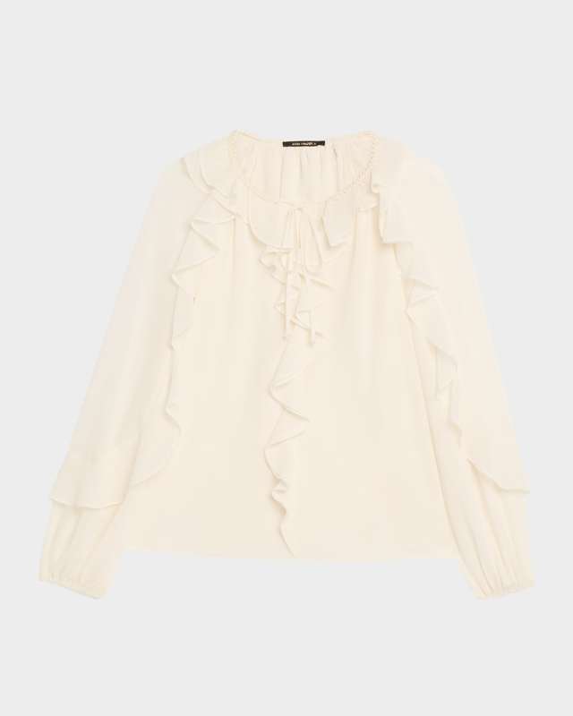 Bali Raglan-Sleeve Ruffle Blous